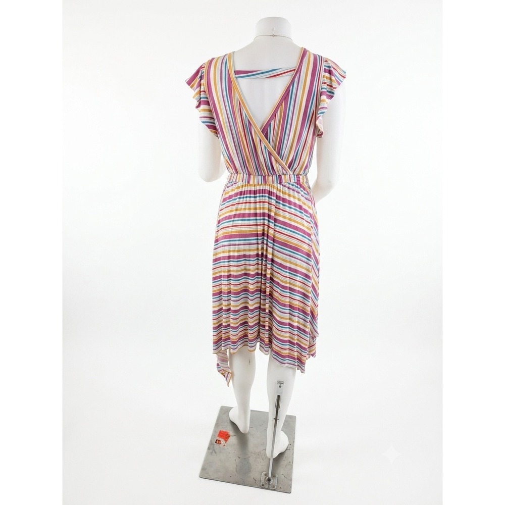 Modcloth Multi Colored Stripe Handkerchief Hem Midi with Pockets Size Small - Picture 6 of 9